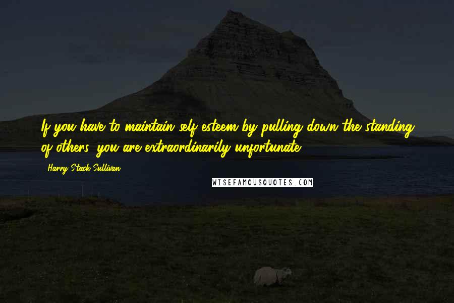 Harry Stack Sullivan Quotes: If you have to maintain self-esteem by pulling down the standing of others, you are extraordinarily unfortunate.