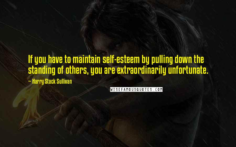 Harry Stack Sullivan Quotes: If you have to maintain self-esteem by pulling down the standing of others, you are extraordinarily unfortunate.