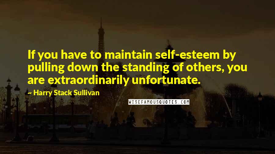 Harry Stack Sullivan Quotes: If you have to maintain self-esteem by pulling down the standing of others, you are extraordinarily unfortunate.