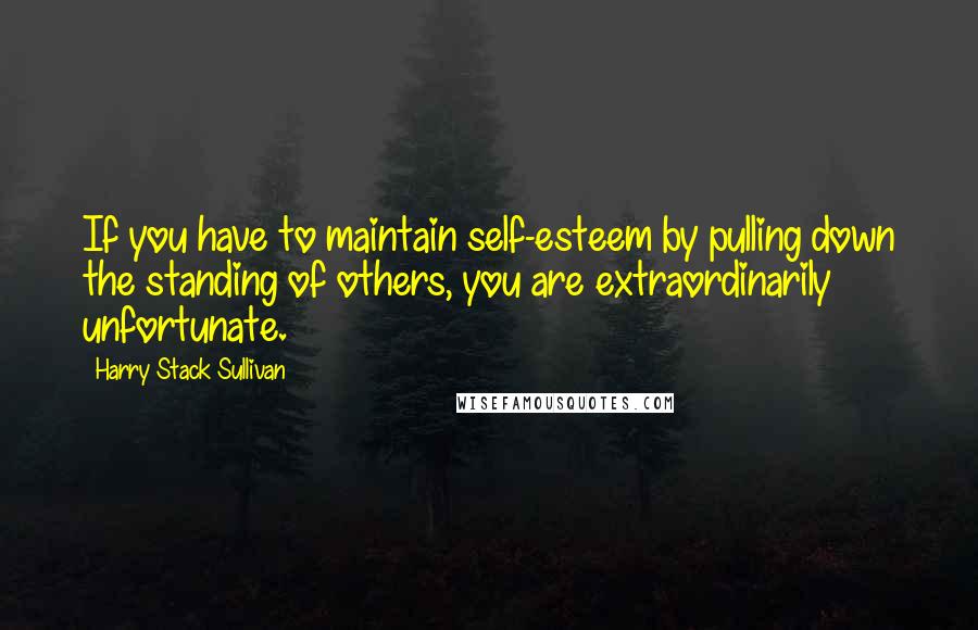 Harry Stack Sullivan Quotes: If you have to maintain self-esteem by pulling down the standing of others, you are extraordinarily unfortunate.