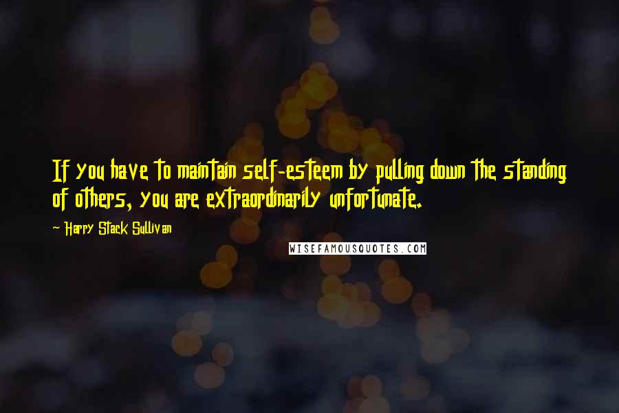 Harry Stack Sullivan Quotes: If you have to maintain self-esteem by pulling down the standing of others, you are extraordinarily unfortunate.