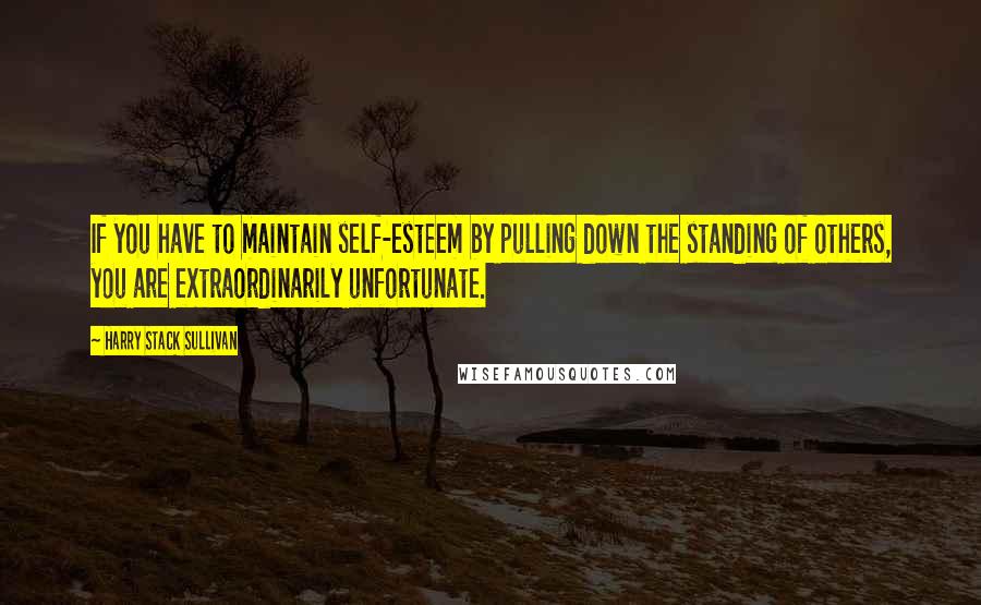 Harry Stack Sullivan Quotes: If you have to maintain self-esteem by pulling down the standing of others, you are extraordinarily unfortunate.