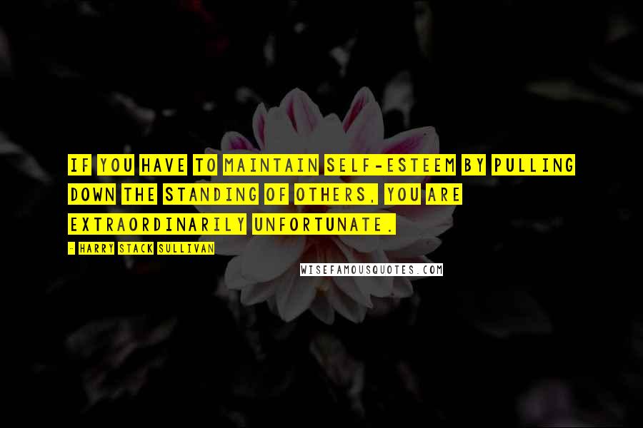 Harry Stack Sullivan Quotes: If you have to maintain self-esteem by pulling down the standing of others, you are extraordinarily unfortunate.