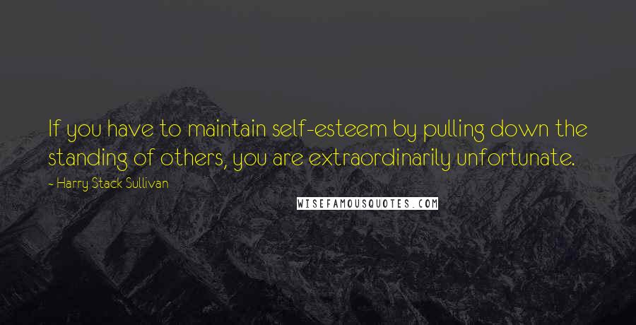 Harry Stack Sullivan Quotes: If you have to maintain self-esteem by pulling down the standing of others, you are extraordinarily unfortunate.