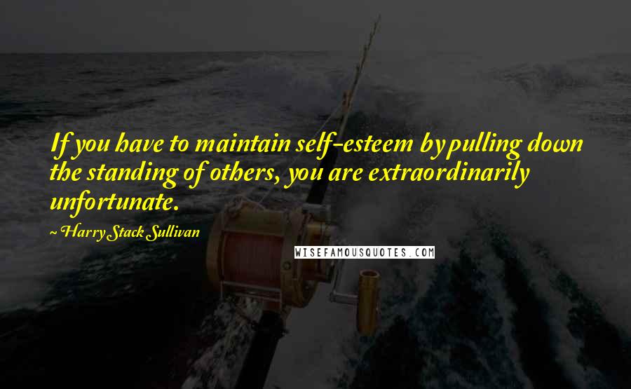 Harry Stack Sullivan Quotes: If you have to maintain self-esteem by pulling down the standing of others, you are extraordinarily unfortunate.