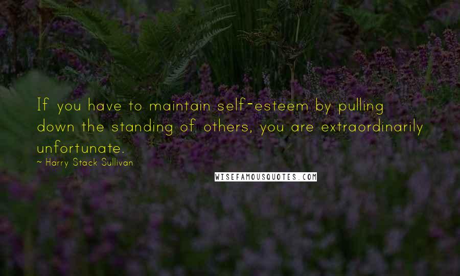 Harry Stack Sullivan Quotes: If you have to maintain self-esteem by pulling down the standing of others, you are extraordinarily unfortunate.