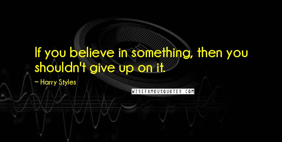 Harry Styles Quotes: If you believe in something, then you shouldn't give up on it.