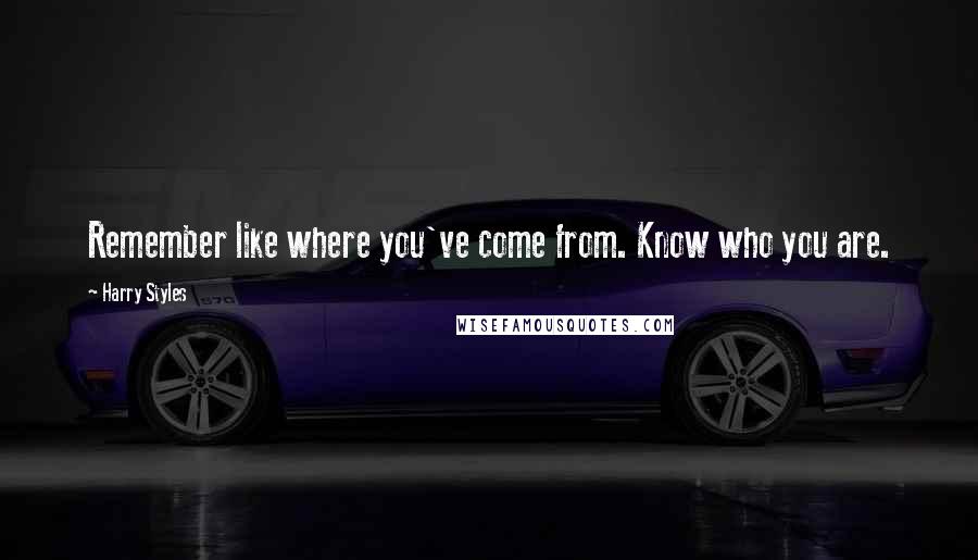 Harry Styles Quotes: Remember like where you've come from. Know who you are.