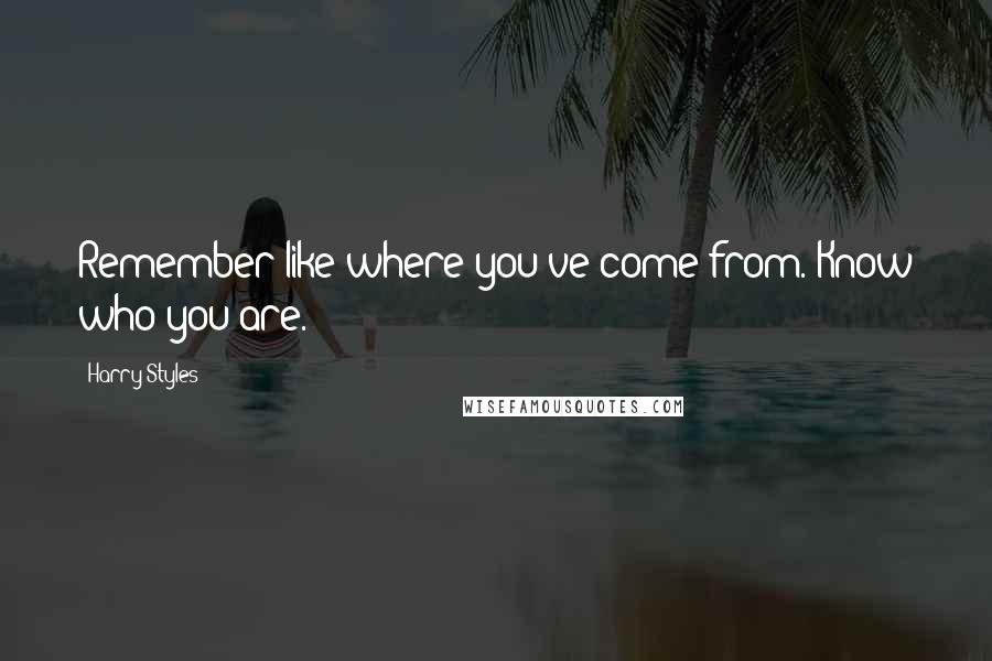 Harry Styles Quotes: Remember like where you've come from. Know who you are.