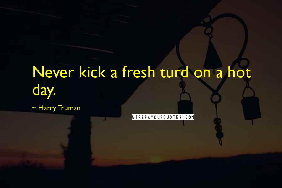 Harry Truman Quotes: Never kick a fresh turd on a hot day.