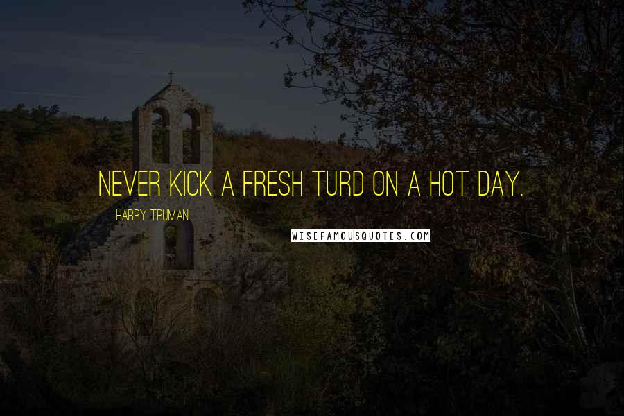 Harry Truman Quotes: Never kick a fresh turd on a hot day.