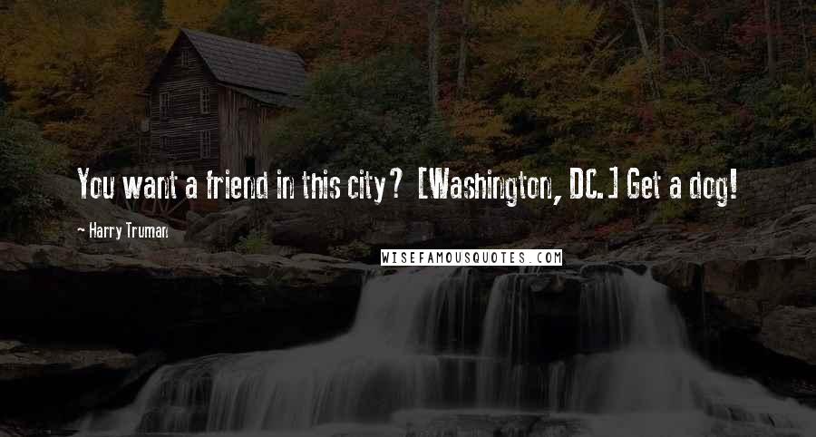 Harry Truman Quotes: You want a friend in this city? [Washington, DC.] Get a dog!