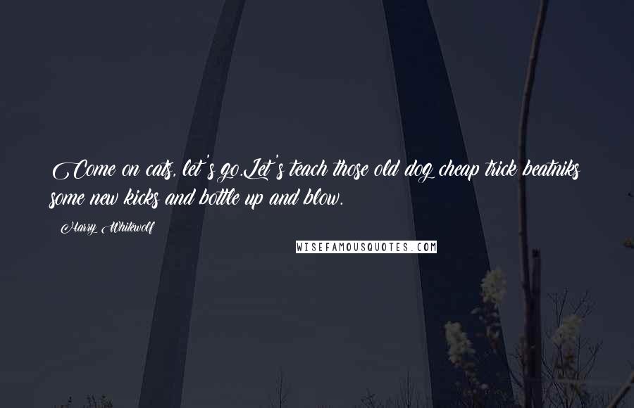 Harry Whitewolf Quotes: Come on cats, let's go.Let's teach those old dog cheap trick beatniks some new kicks and bottle up and blow.