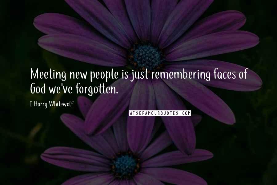Harry Whitewolf Quotes: Meeting new people is just remembering faces of God we've forgotten.