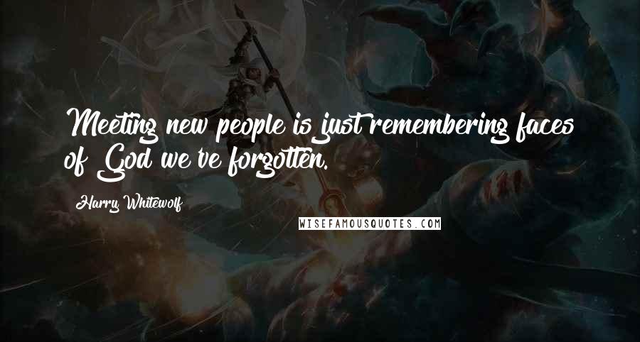 Harry Whitewolf Quotes: Meeting new people is just remembering faces of God we've forgotten.