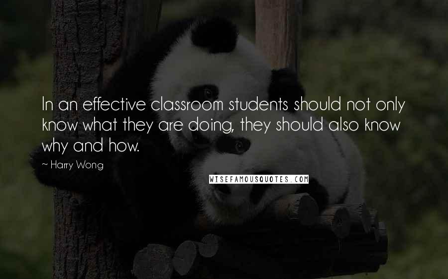 Harry Wong Quotes: In an effective classroom students should not only know what they are doing, they should also know why and how.