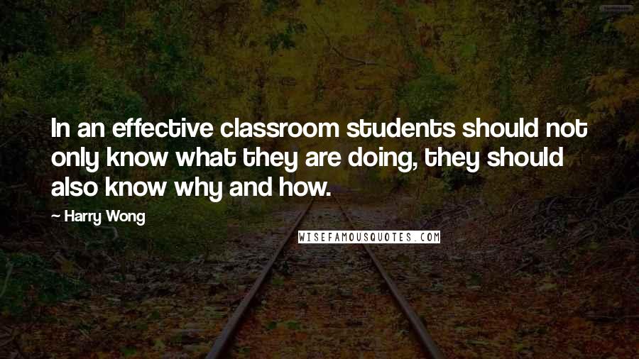 Harry Wong Quotes: In an effective classroom students should not only know what they are doing, they should also know why and how.