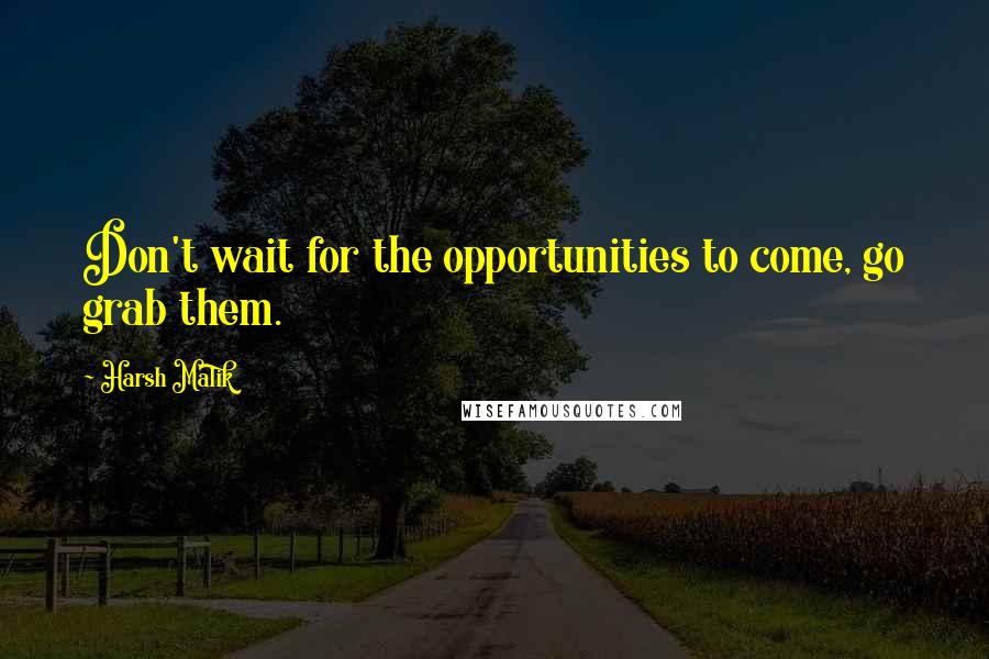 Harsh Malik Quotes: Don't wait for the opportunities to come, go grab them.