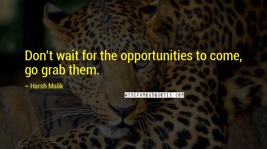 Harsh Malik Quotes: Don't wait for the opportunities to come, go grab them.