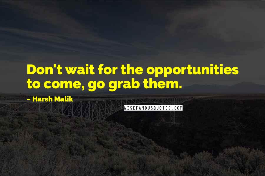 Harsh Malik Quotes: Don't wait for the opportunities to come, go grab them.