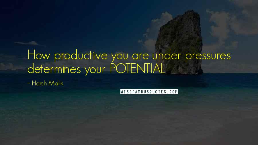 Harsh Malik Quotes: How productive you are under pressures determines your POTENTIAL