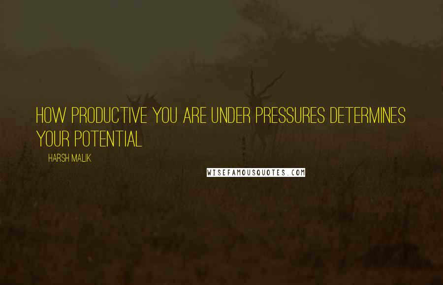 Harsh Malik Quotes: How productive you are under pressures determines your POTENTIAL