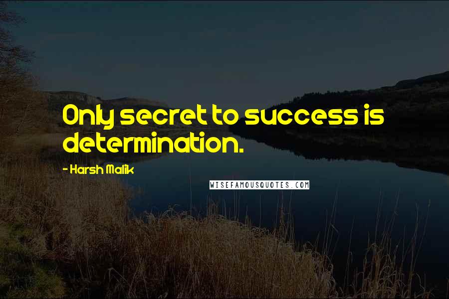 Harsh Malik Quotes: Only secret to success is determination.