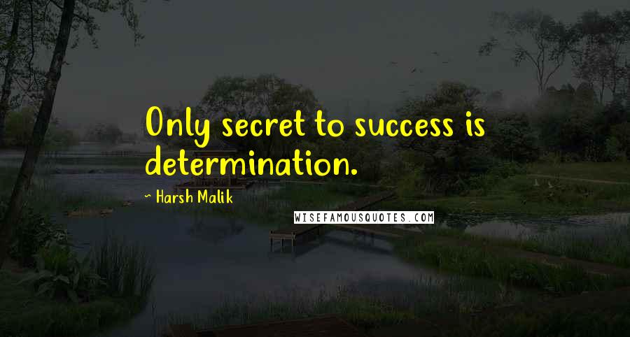 Harsh Malik Quotes: Only secret to success is determination.