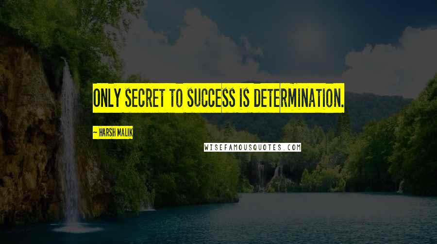 Harsh Malik Quotes: Only secret to success is determination.