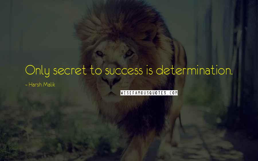 Harsh Malik Quotes: Only secret to success is determination.