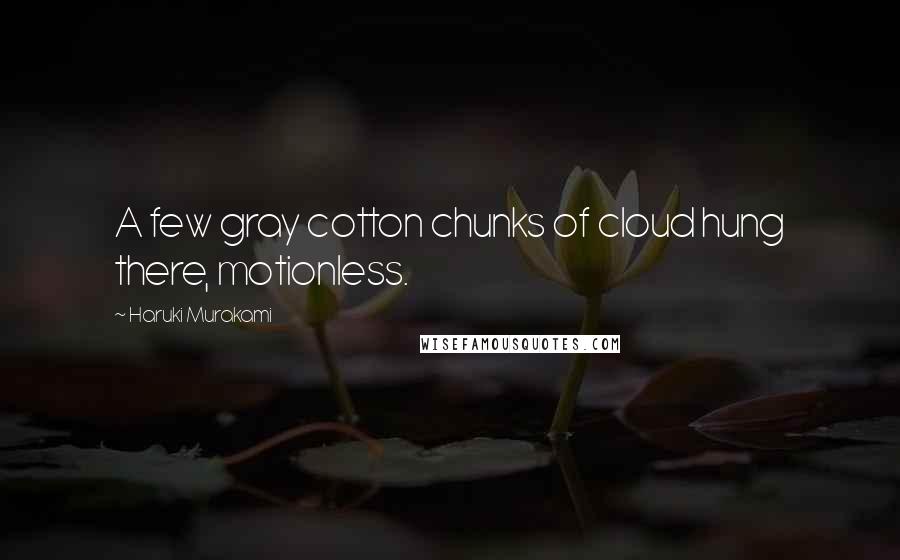 Haruki Murakami Quotes: A few gray cotton chunks of cloud hung there, motionless.