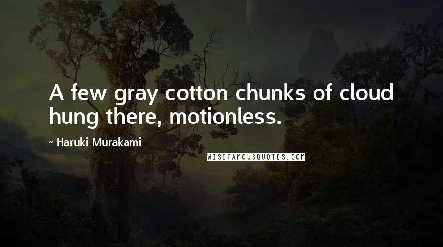 Haruki Murakami Quotes: A few gray cotton chunks of cloud hung there, motionless.