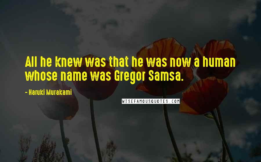 Haruki Murakami Quotes: All he knew was that he was now a human whose name was Gregor Samsa.