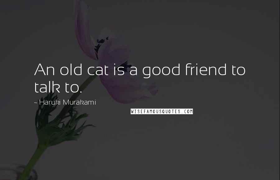 Haruki Murakami Quotes: An old cat is a good friend to talk to.