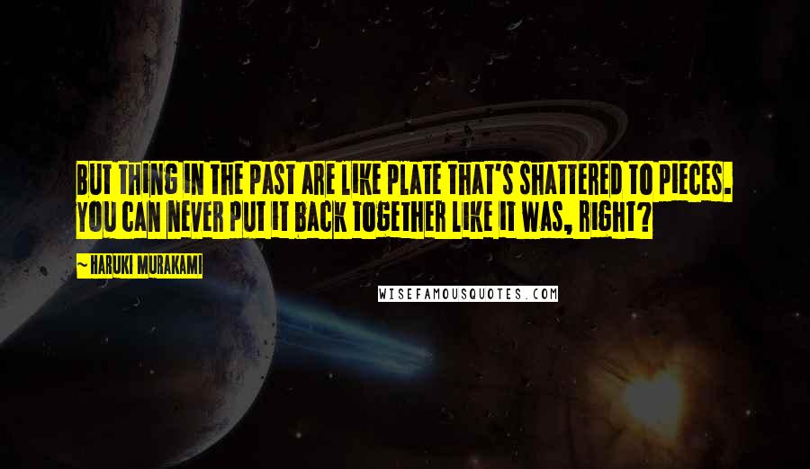 Haruki Murakami Quotes: But thing in the past are like plate that's shattered to pieces. You can never put it back together like it was, right?
