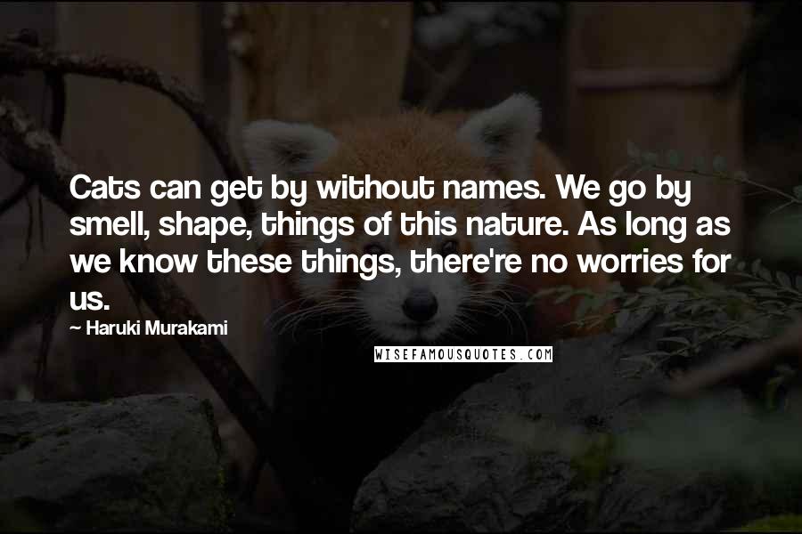 Haruki Murakami Quotes: Cats can get by without names. We go by smell, shape, things of this nature. As long as we know these things, there're no worries for us.