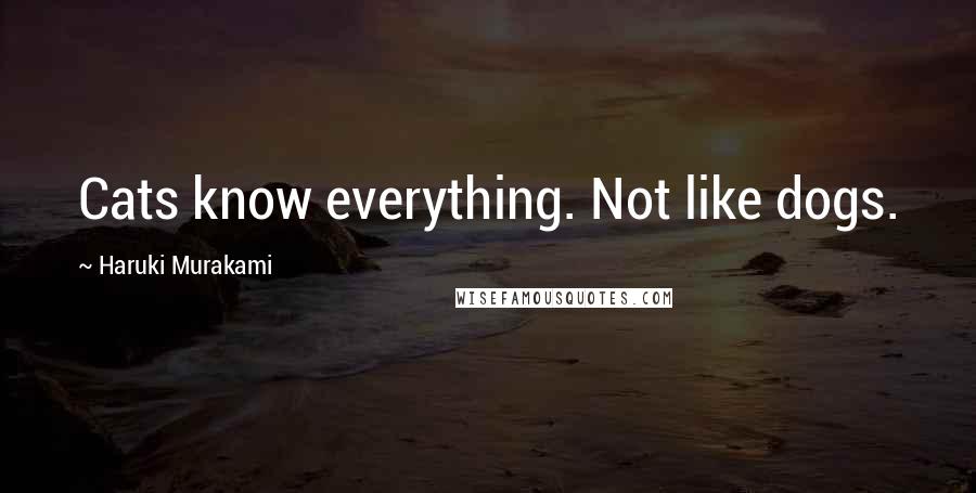 Haruki Murakami Quotes: Cats know everything. Not like dogs.