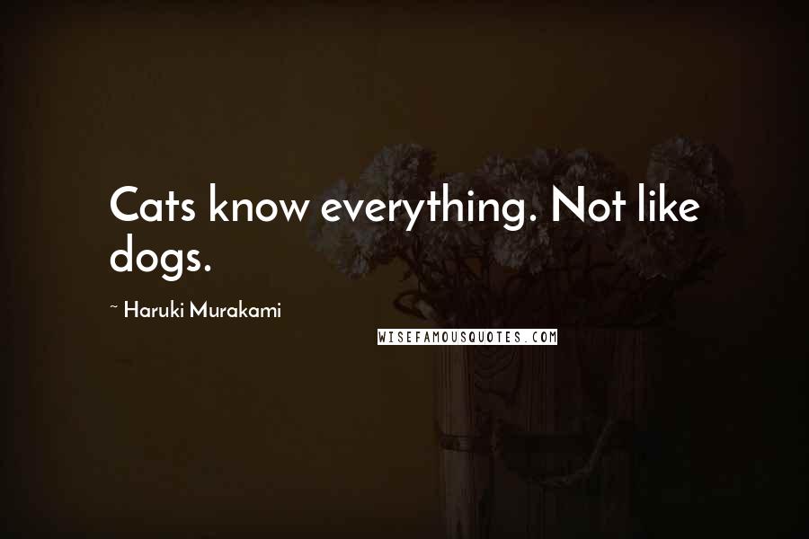 Haruki Murakami Quotes: Cats know everything. Not like dogs.