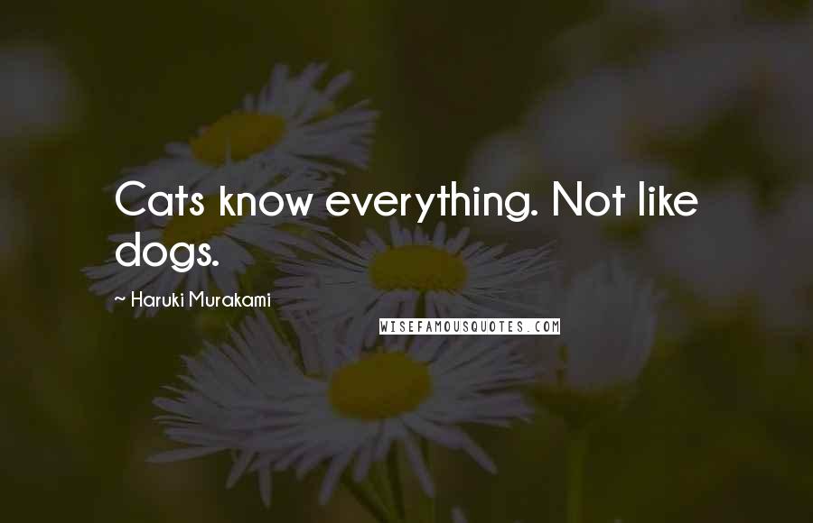 Haruki Murakami Quotes: Cats know everything. Not like dogs.
