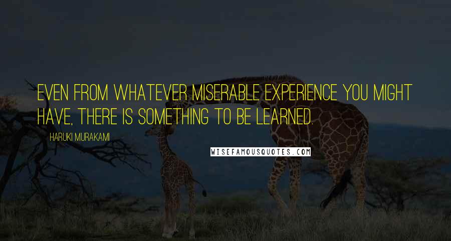 Haruki Murakami Quotes: Even from whatever miserable experience you might have, there is something to be learned.