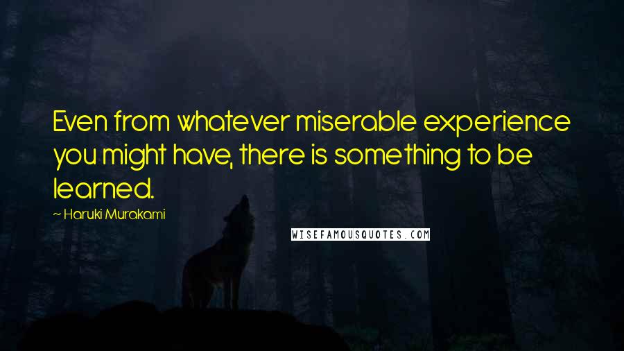 Haruki Murakami Quotes: Even from whatever miserable experience you might have, there is something to be learned.