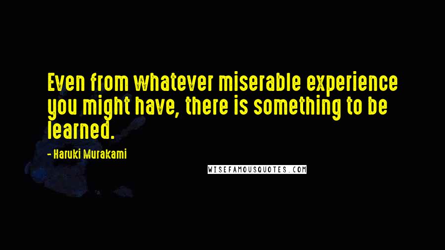 Haruki Murakami Quotes: Even from whatever miserable experience you might have, there is something to be learned.