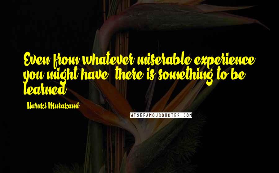 Haruki Murakami Quotes: Even from whatever miserable experience you might have, there is something to be learned.