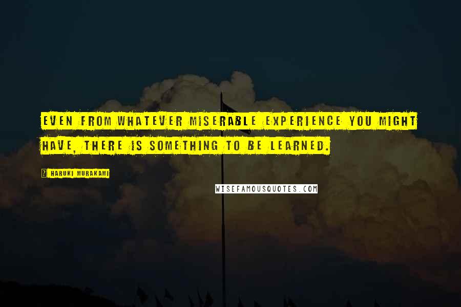 Haruki Murakami Quotes: Even from whatever miserable experience you might have, there is something to be learned.