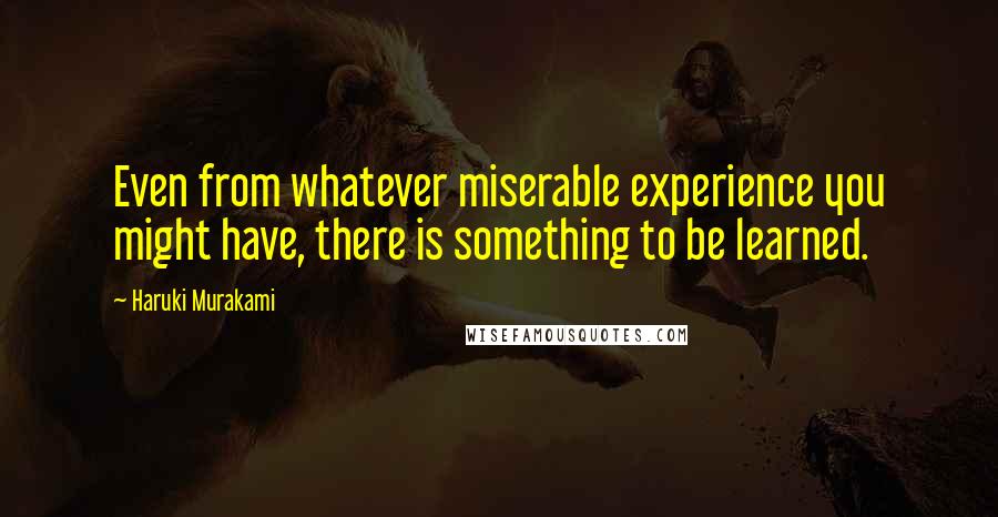 Haruki Murakami Quotes: Even from whatever miserable experience you might have, there is something to be learned.