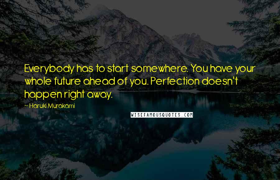 Haruki Murakami Quotes: Everybody has to start somewhere. You have your whole future ahead of you. Perfection doesn't happen right away.