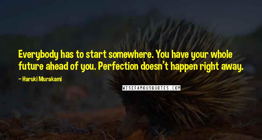 Haruki Murakami Quotes: Everybody has to start somewhere. You have your whole future ahead of you. Perfection doesn't happen right away.