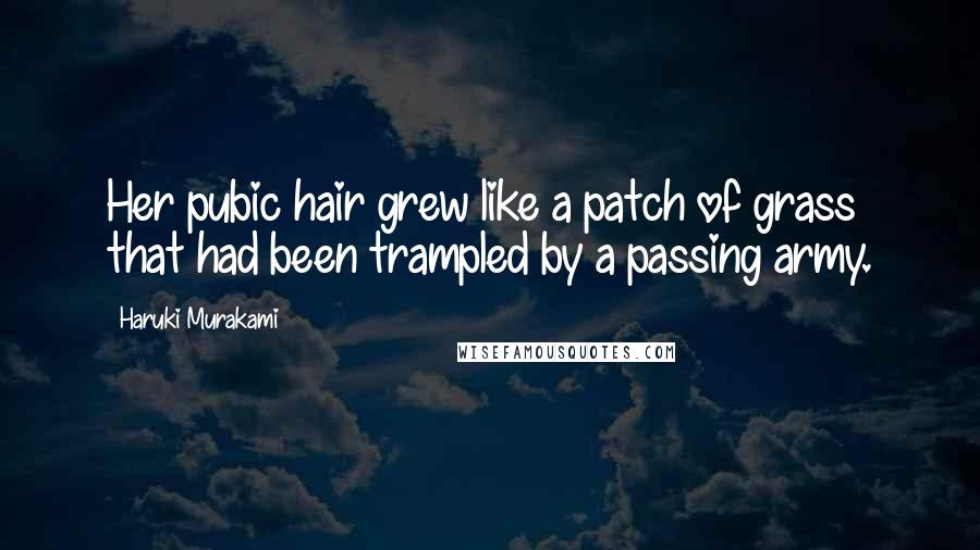 Haruki Murakami Quotes: Her pubic hair grew like a patch of grass that had been trampled by a passing army.