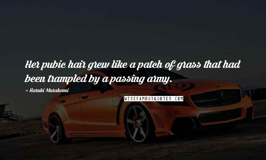 Haruki Murakami Quotes: Her pubic hair grew like a patch of grass that had been trampled by a passing army.