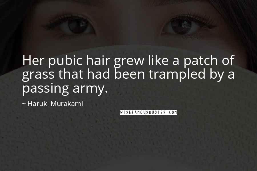 Haruki Murakami Quotes: Her pubic hair grew like a patch of grass that had been trampled by a passing army.